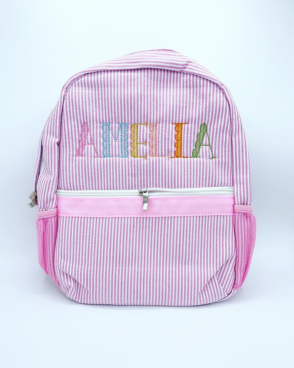 Monogrammed 3-initial Personalized Embroidered Backpack Back 