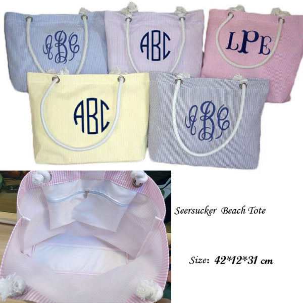 Seersucker Beach Tote Bag