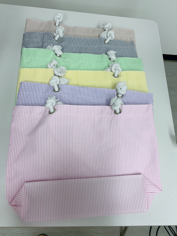 Seersucker Beach Tote Bag