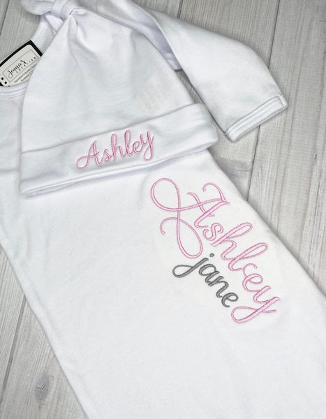 Personalized Newborn Coming Home Outfit, Custom Newborn Gown, Personalized Baby Girl Gown, Take Home Outfit, Baby Gifts, Infant Gown