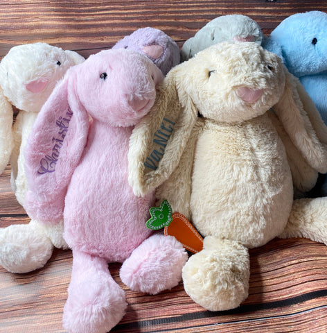 Personalized Easter Bunny, Monogrammed Easter Bunny Plush, Stuffed Easter Bunnies, First Easter Bunny Stuffie, Easter Basket Gift