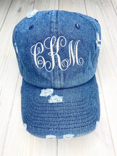 Monogrammed Adult Vintage Baseball Hat, Personalized Women Baseball Hat, Distressed Baseball Cap, Bridal Bridesmaids Hats