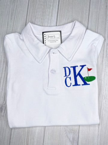 Monogrammed Boys Golf Shirt, Personalized Golf Polo Shirt, Boys Golf Outfit