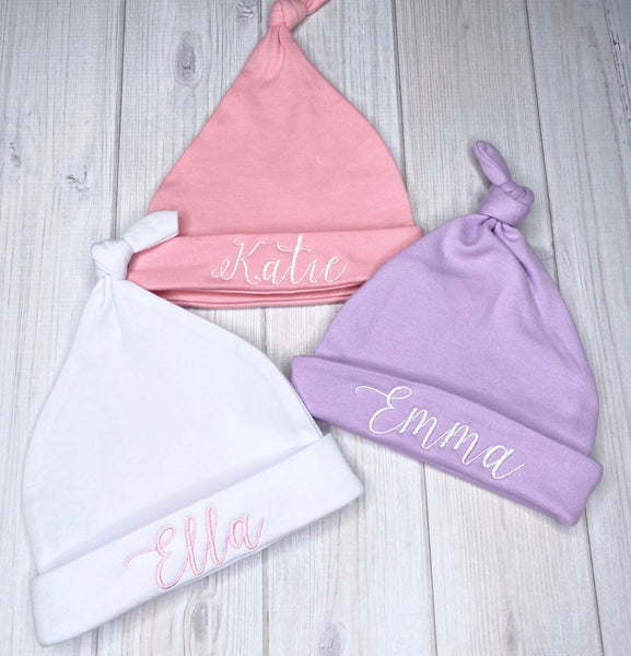 Personalized Embroidered Baby Girl Hat, Monogrammed Newborn Baby Hat, Personalized Baby Shower Gift