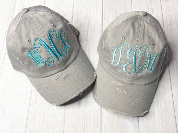 Monogrammed Adult Vintage Baseball Hat, Personalized Women Baseball Hat, Distressed Baseball Cap, Bridal Bridesmaids Hats