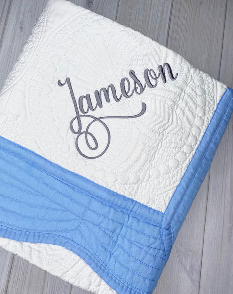 Personalized Baby Quilt Blanket, Monogrammed Baby Quilt Blanket, Custom Baby Crib Blanket, Personalized Baby Shower Gift