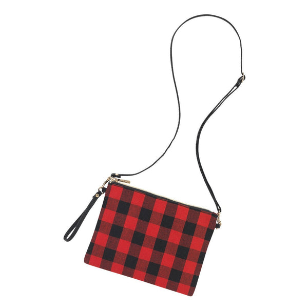 Personalized Red Buffalo Check Purse, Monogrammed Red Checkers Wristlet, Christmas Gift for Her, Embroidery Red Buffalo Crossbody Bag