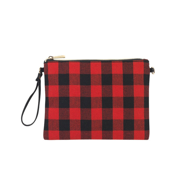 Personalized Red Buffalo Check Purse, Monogrammed Red Checkers Wristlet, Christmas Gift for Her, Embroidery Red Buffalo Crossbody Bag