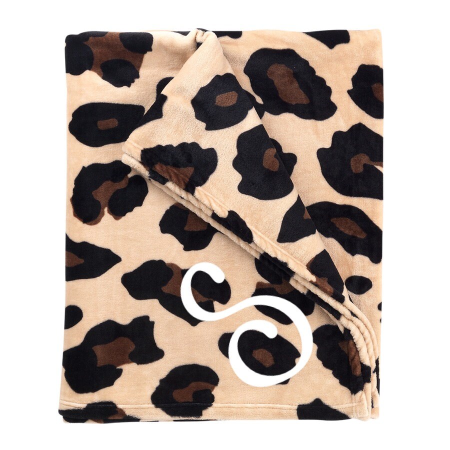 Personalized Leopard Blanket, Monogrammed Cozy Plush Leopard Throw Blanket, Christmas Gift Blanket, Monogrammed Leopard Fleece Blanket