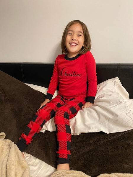 Personalized Christmas Pajamas, Personalized Buffalo Plaid Pajamas, Personalized Family Pajamas, Kids Buffalo Plaid Pajamas