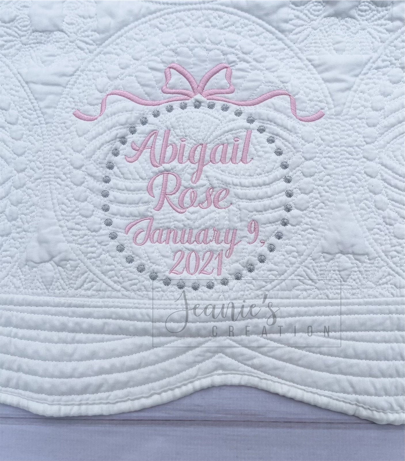 Personalized baby blanket, Embroidered Girly Bow baby quilt blanket, Monogrammed baby girl blanket, Baby shower gift