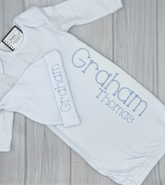 Personalized Newborn Coming Home Outfit, Custom Newborn Gown, Personalized Baby Boy Gown, Take Home Outfit, Baby Gifts, Infant Gown