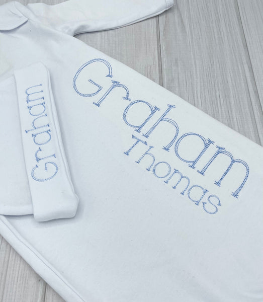 Personalized Newborn Coming Home Outfit, Custom Newborn Gown, Personalized Baby Boy Gown, Take Home Outfit, Baby Gifts, Infant Gown