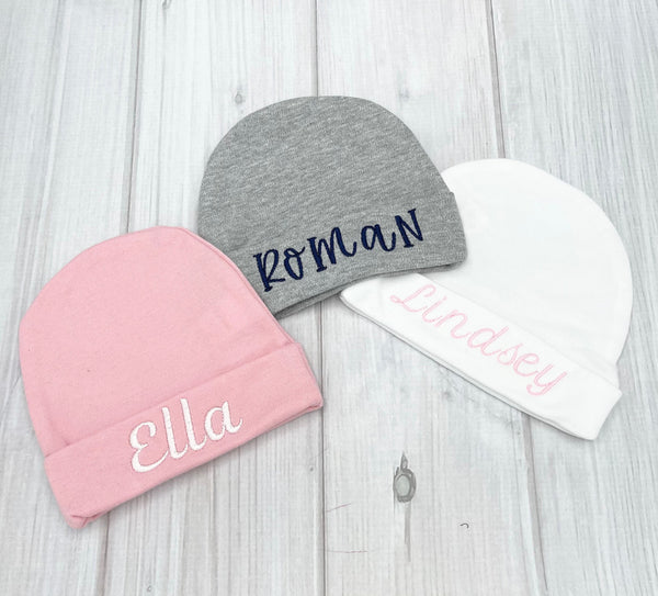 Personalized Embroidered Baby sleeper, Monogrammed Newborn Baby Hat, Personalize Baby Shower Gift, Personalized Baby Beanie, Newborn Beanie