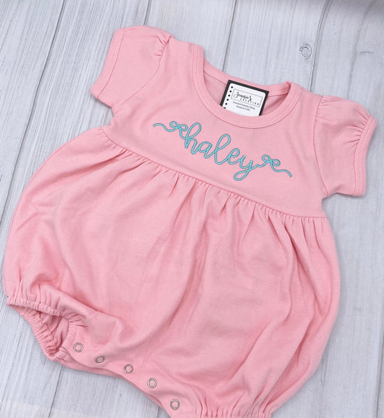 Personalized Baby Girl Romper, Personalized Name Romper, Custom Toddler Sunsuit, Personalized Baby Girl Bubble RomperBaby Shower Gift