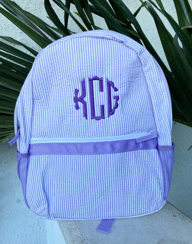 Personalized monogrammed Backpacks, Monogrammed Kids Backpacks, Seersucker Backpack, Preschool Book Bag, Personalized School Bag