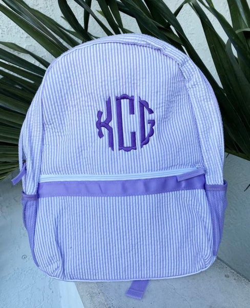 Monogrammed Baby Backpacks, Personalized Toddler Backpacks, Seersucker Backpack, Preschool Book Bag, Personalized School Bag