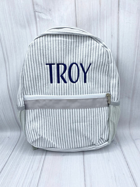 Monogrammed Toddler Backpacks, Personalized Kids Backpacks, Seersucker Backpack, Preschool Book Bag, Personalized School Bag