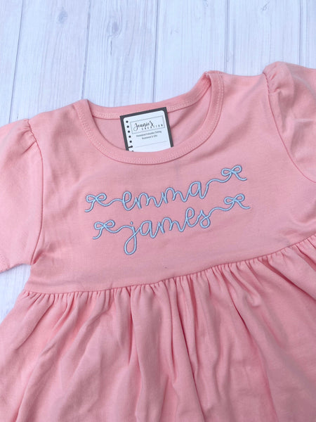 Personalized Girl Dress, Monogram Girl Short Sleeve Dress
