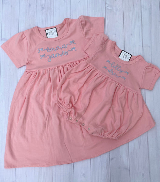 Personalized Girl Dress, Monogram Girl Short Sleeve Dress