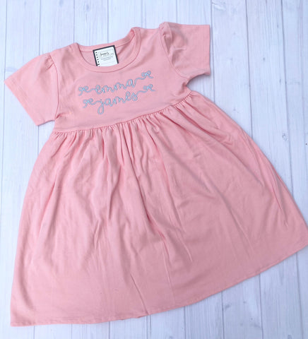 Personalized Girl Dress, Monogram Girl Short Sleeve Dress