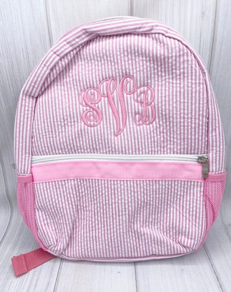 Monogrammed Kids Backpacks, Personalized Toddler Backpacks, Seersucker Backpack, Preschool Book Bag, Personalized School Bag