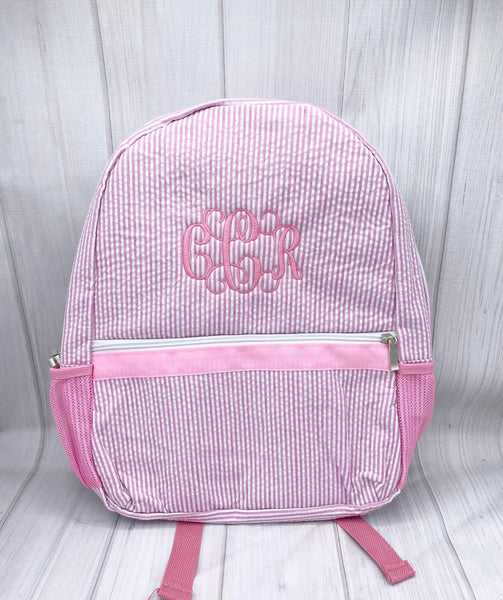 Personalized monogrammed Backpacks, Monogrammed Kids Backpacks, Seersucker Backpack, Preschool Book Bag, Personalized School Bag