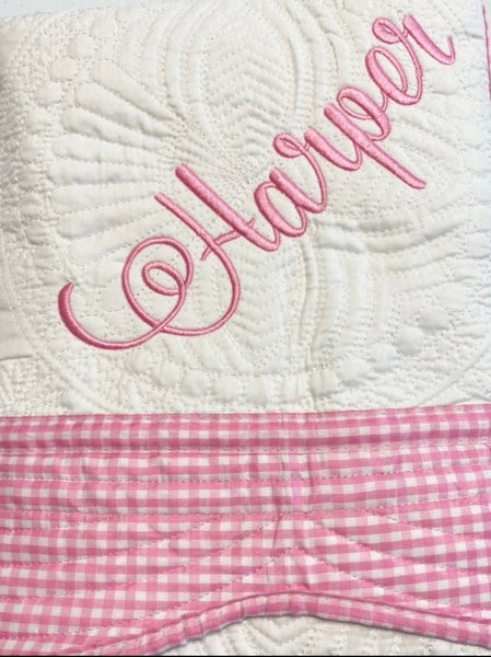 Monogrammed Baby Quilt Blanket, Personalized Baby Quilt Blanket, Personalized Baby Shower Gift, Baby Crib Blanket