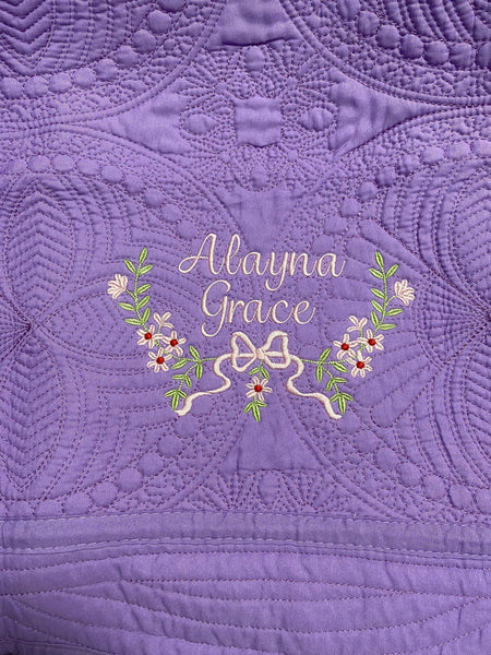 Personalized baby blanket, Embroidered Girly Bow baby quilt blanket, Monogrammed baby girl blanket, Baby shower gift