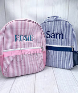 Personalization Seersucker Backpacks, Personalized Toddler Backpacks, Seersucker Backpack, Preschool Book Bag, Personalized School Bag