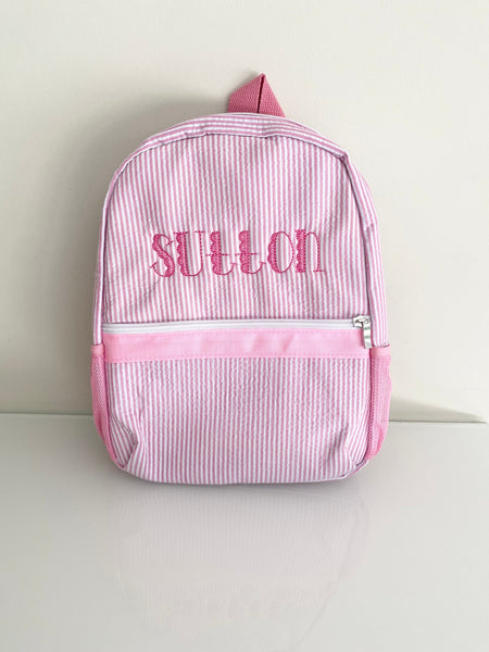 Personalized Baby Backpacks, Monogrammed Toddler Backpacks, Preschool Book Bag, Seersucker Backpack, Personalized Baby Gift