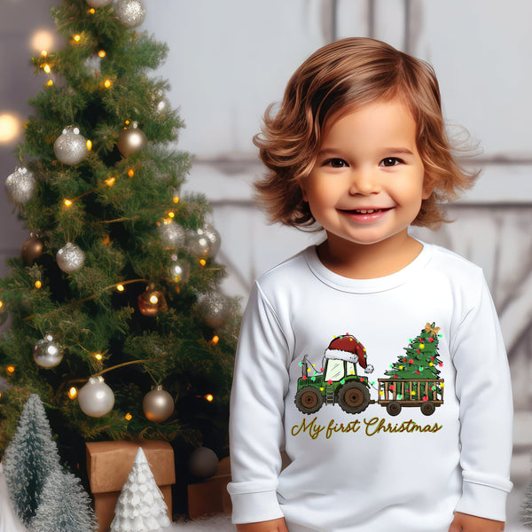 Kids Christmas Tractor Tree Sweatshirt, Toddler Christmas Tree Shirt, Kids Christmas Shirt, Kids Christmas Tree Sweater