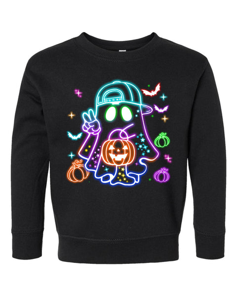 Kids Neon Ghost Halloween Sweatshirt, Toddler Halloween Sweatshirt, Youth Halloween Sweatshirt, Toddler Halloween Shirt