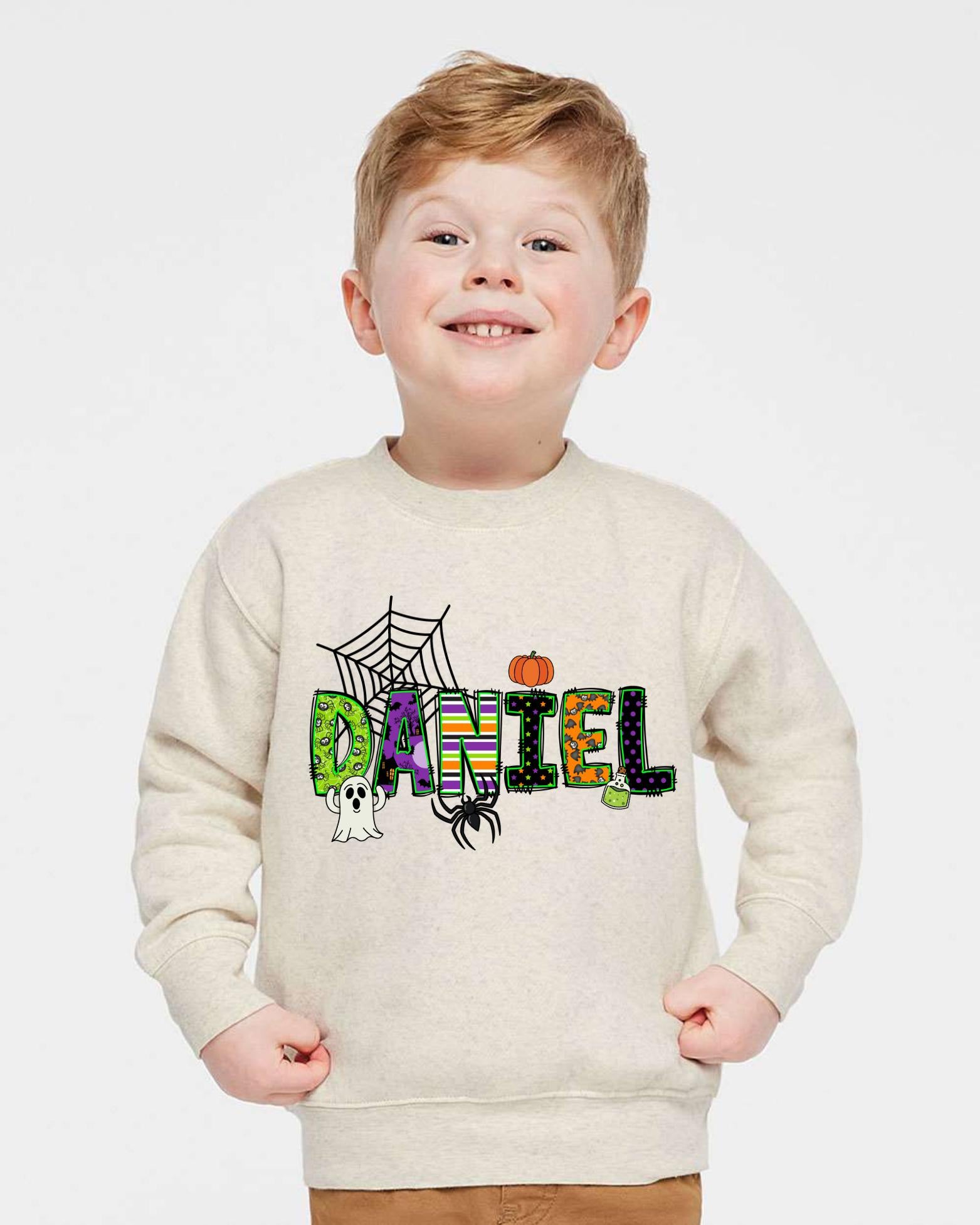 Personalized Kids Name Halloween Sweatshirt, Personalized Spooky Halloween Sweatshirt, Youth Halloween Sweatshirt, Toddler Halloween Shirt