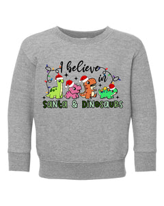 I believe in Santa and Dino Sweatshirt, Christmas Kids Sweatshirt, Holiday Toddler Sweatshirt, Toddler Santa Shirt, Kids Fall Sweatshirt