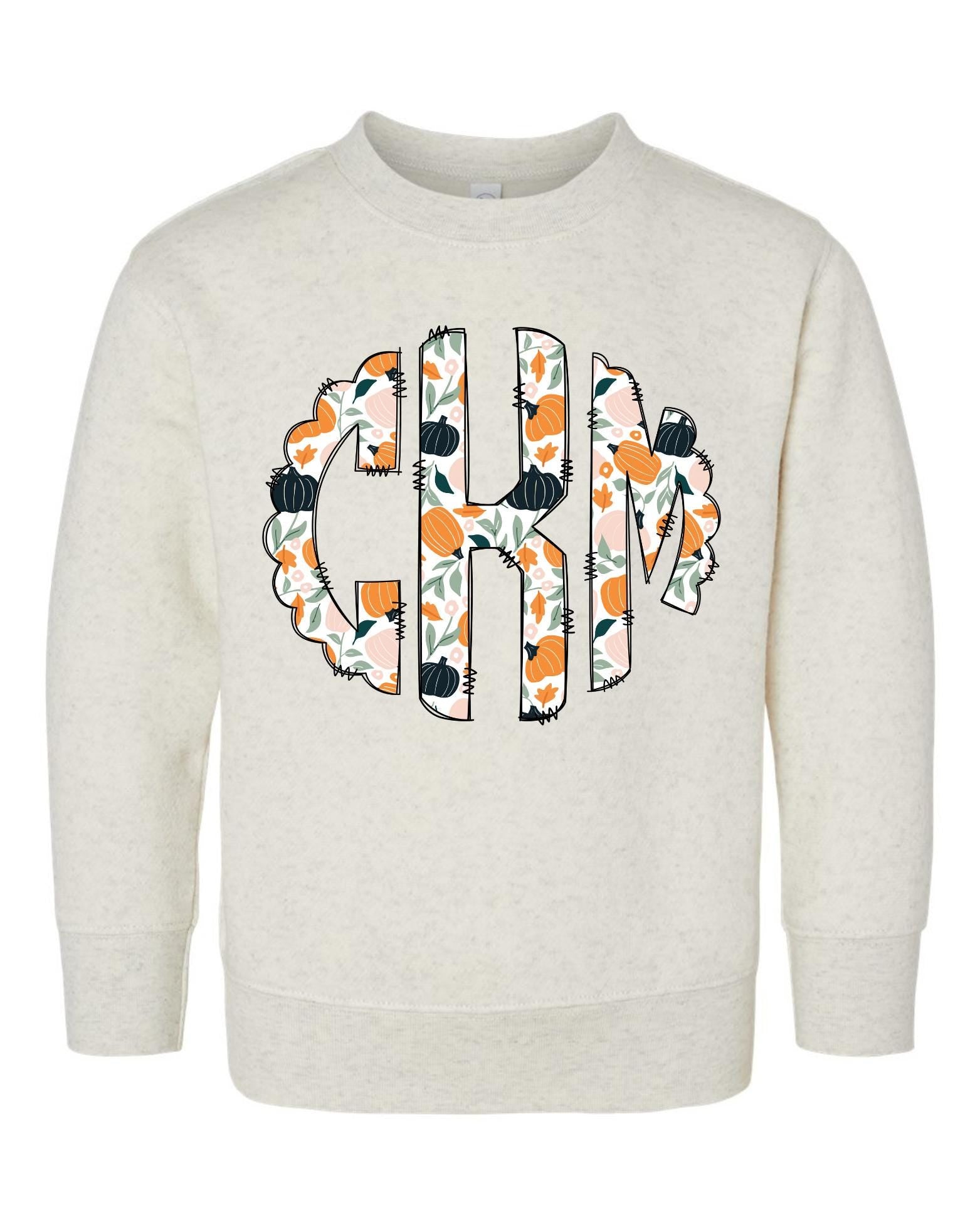 Kids Monogram Halloween Sweatshirt, Toddler Halloween Sweatshirt, Youth Halloween Sweatshirt, Toddler Halloween Shirt