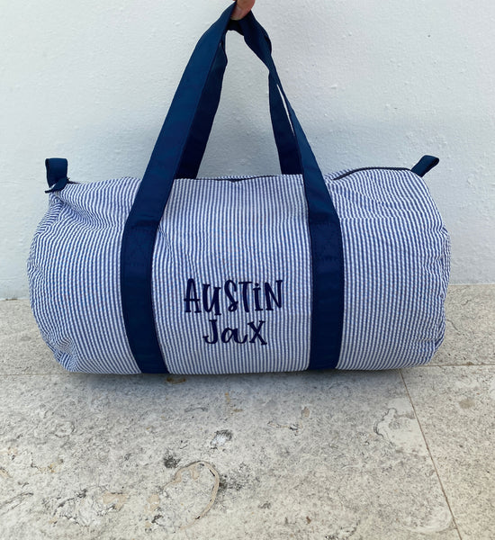 Personalized Seersucker Duffel Bag