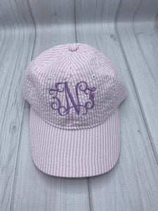 Monogrammed Kids Seersucker Baseball Hat