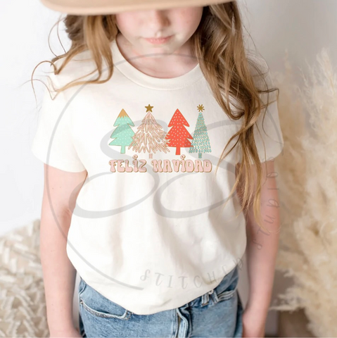 Feliz Navidad Christmas Tree Shirt for Kids