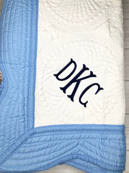 Monogrammed Baby Quilt Blanket