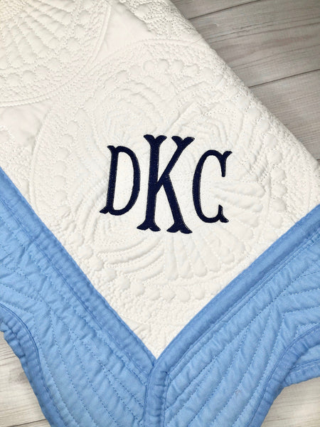 Monogrammed Baby Quilt Blanket