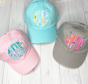 Monogrammed Appliqué Kids Baseball Hat, Personalized Youth Baseball Hat, Baby Baseball Cap, Toddler Hats