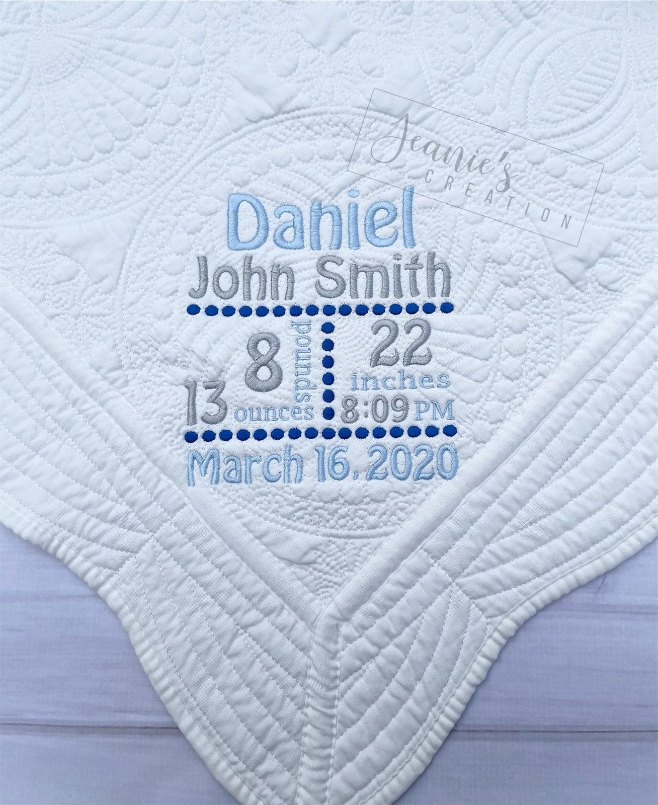 Personalized Baby Birth Stat Quilt Blanket