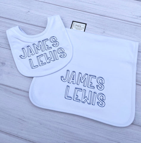 Personalized Baby Bib and burp cloth