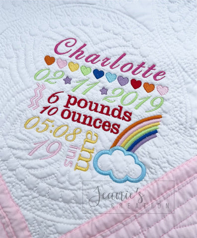 Personalized Rainbow Baby Quilt Blanket