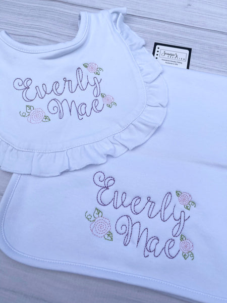 Monogrammed Baby Bib, Personalized Baby Bib, Baby Shower Gift, Personalized Baby GIrl Bib, Personalized burp cloth, custom baby gift