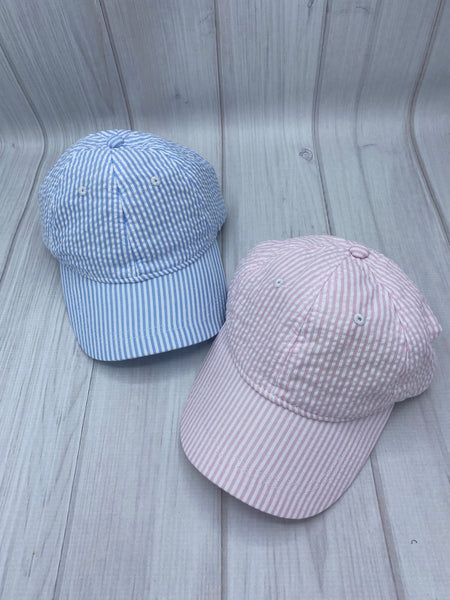 Monogrammed Kids Seersucker Baseball Hat