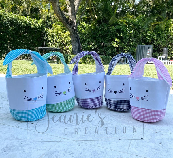 Personalized Easter Basket, Easter Bunny Bucket, Monogram Easter basket, Bow tie Checker Easter Bunny Bucket