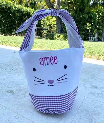 Personalized Easter Basket, Easter Bunny Bucket, Monogram Easter basket, Bow tie Checker Easter Bunny Bucket