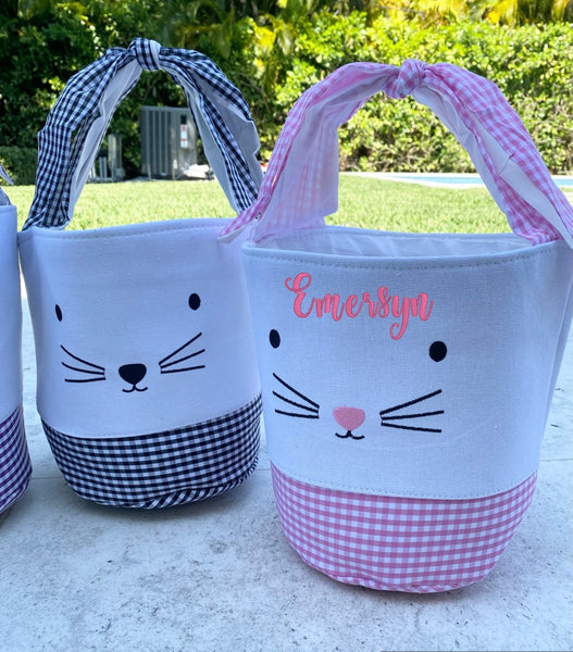 Personalized Easter Basket, Easter Bunny Bucket, Monogram Easter basket, Bow tie Checker Easter Bunny Bucket